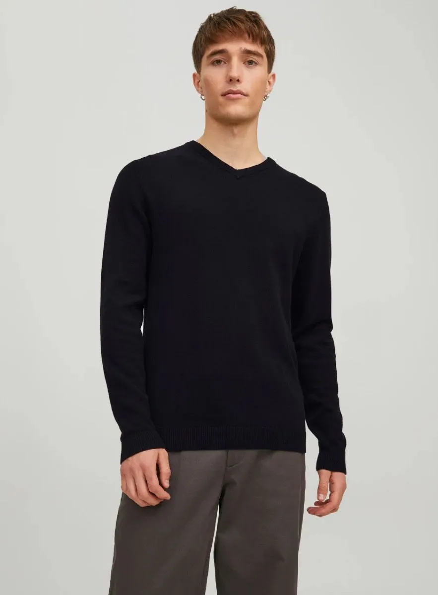 Jack & Jones Basic Knit V-Neck Jumper Black