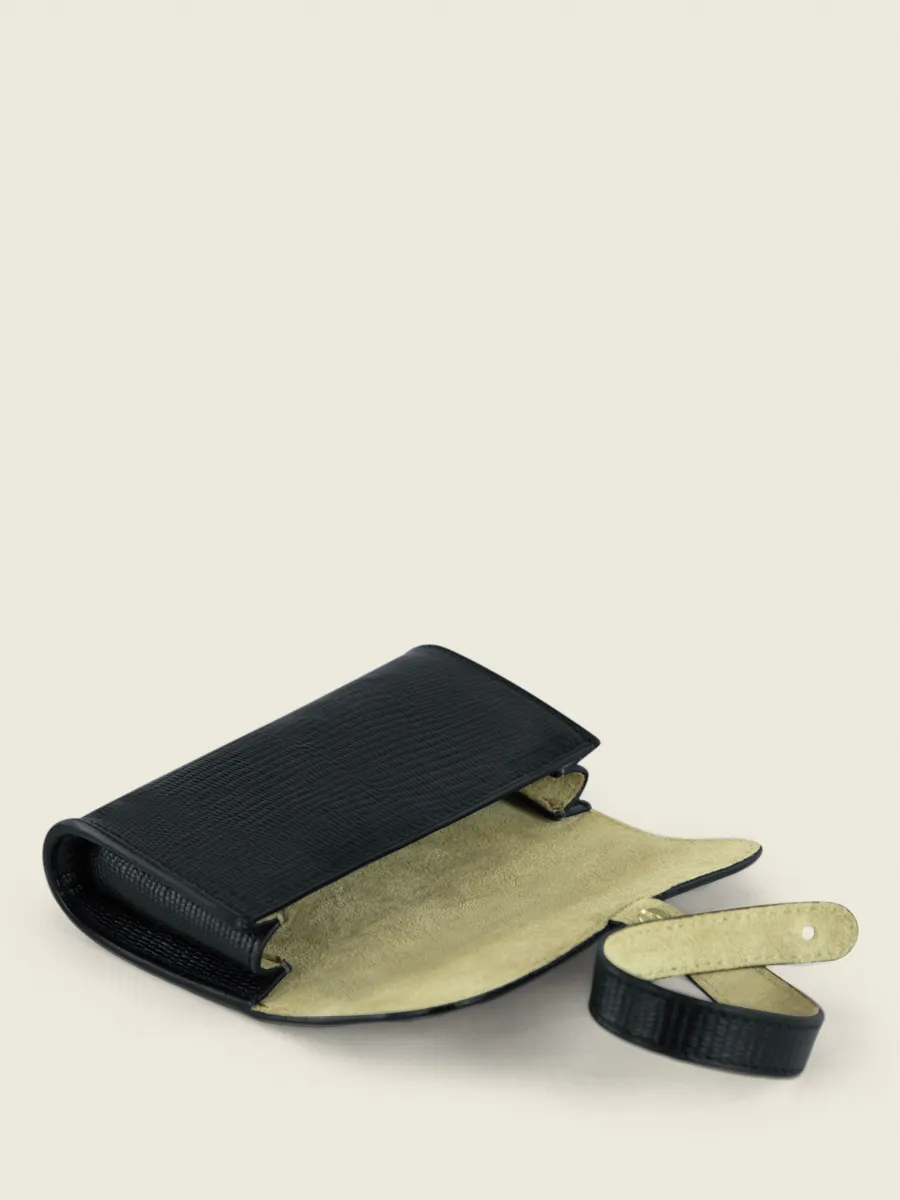 Jet Black Leather Glasses Case for Women - Oscar 1960 Jet Black | PAUL MARIUS