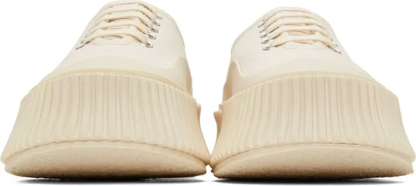 Jil Sander Off-White Canvas Platform Sneakers