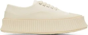 Jil Sander Off-White Canvas Platform Sneakers