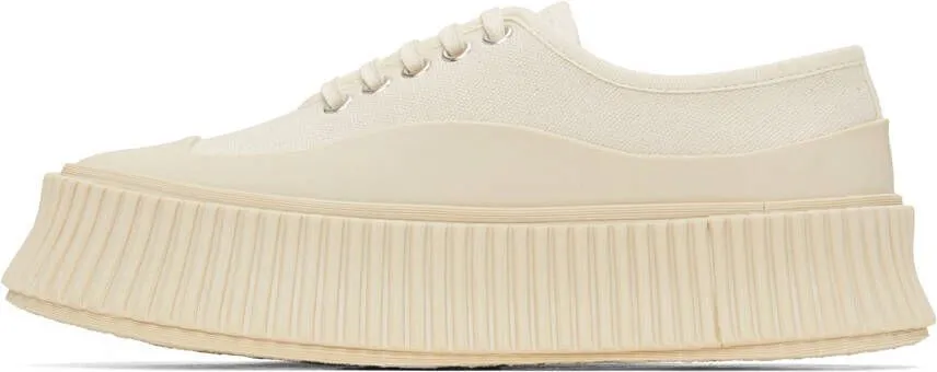 Jil Sander Off-White Canvas Platform Sneakers