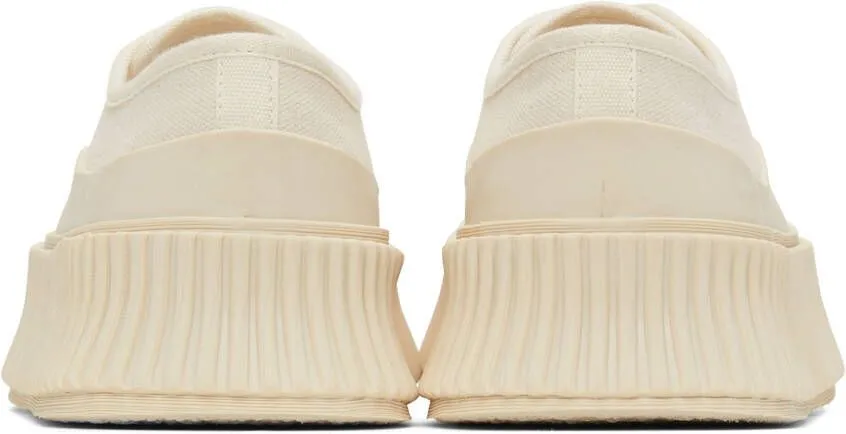 Jil Sander Off-White Canvas Platform Sneakers