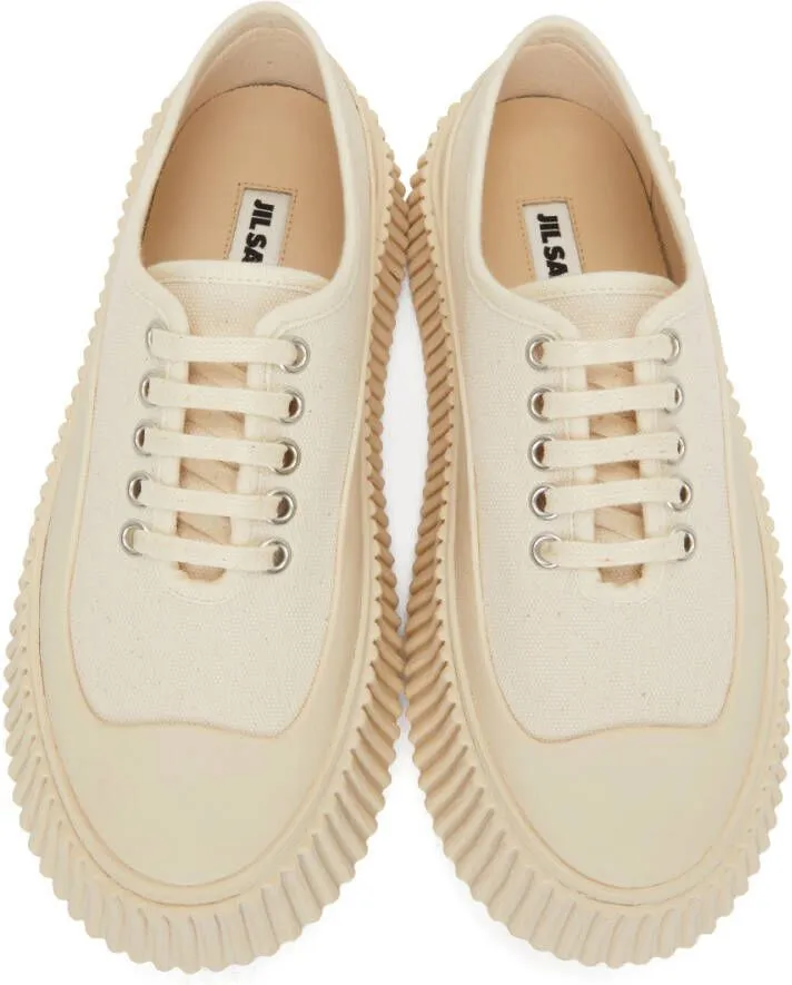 Jil Sander Off-White Canvas Platform Sneakers