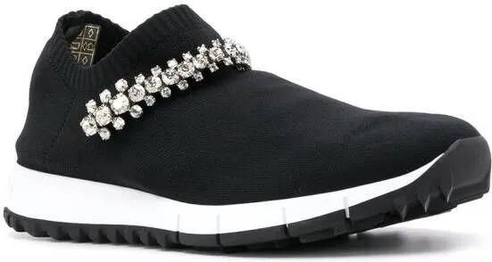 Jimmy Choo Verona knit embellished sneakers Black