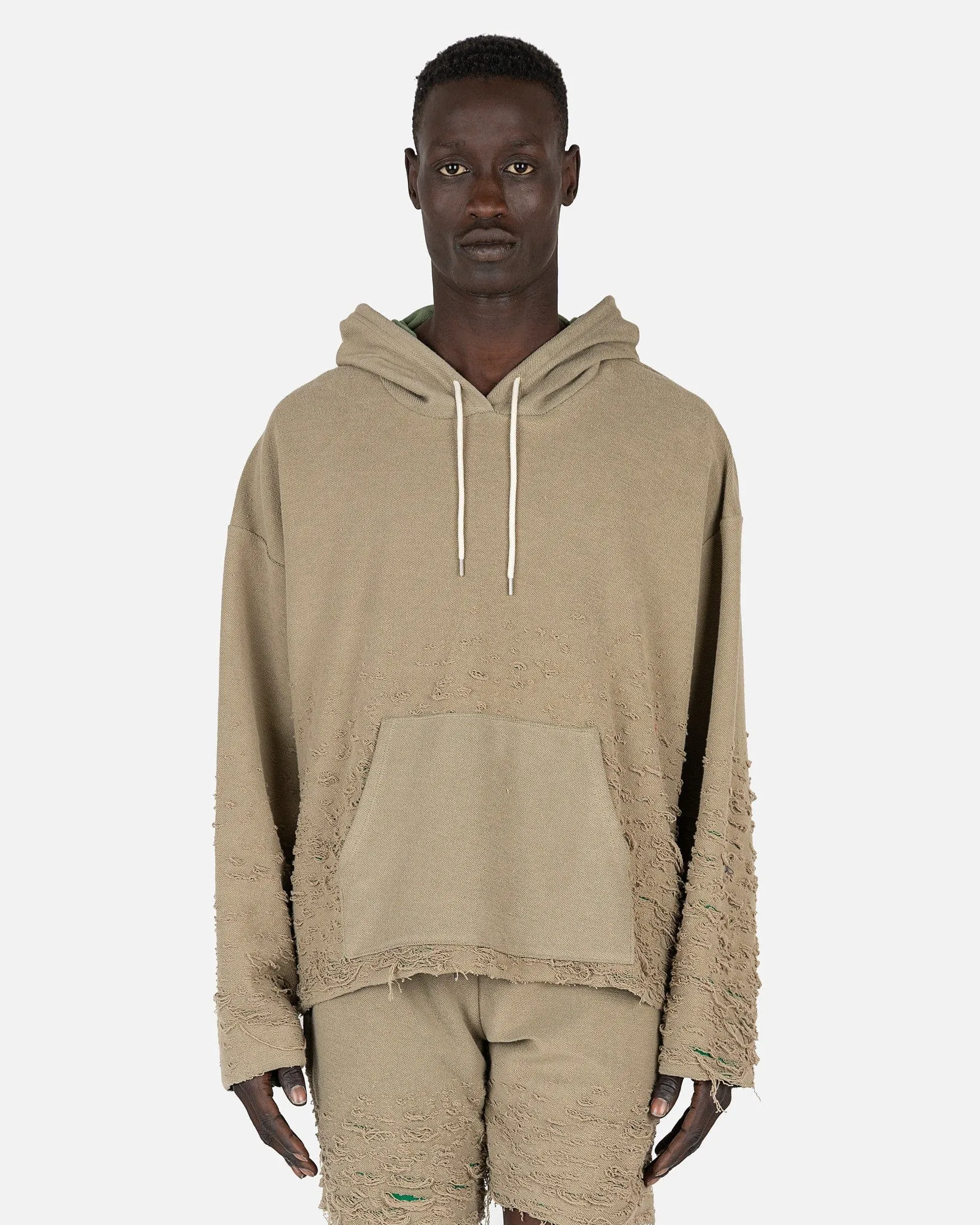 John Elliott Reverse Burn-Out Hoodie Shark Green