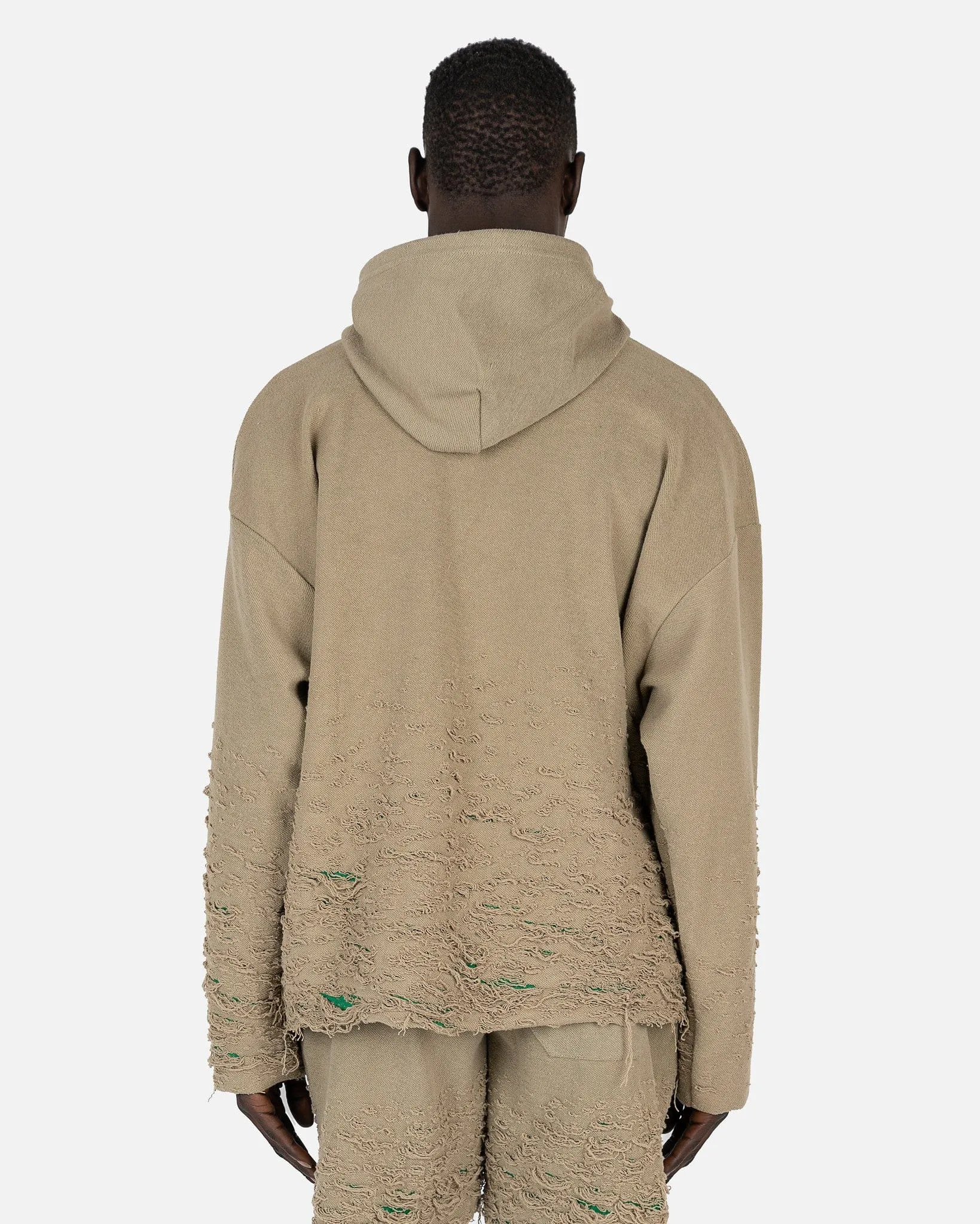 John Elliott Reverse Burn-Out Hoodie Shark Green