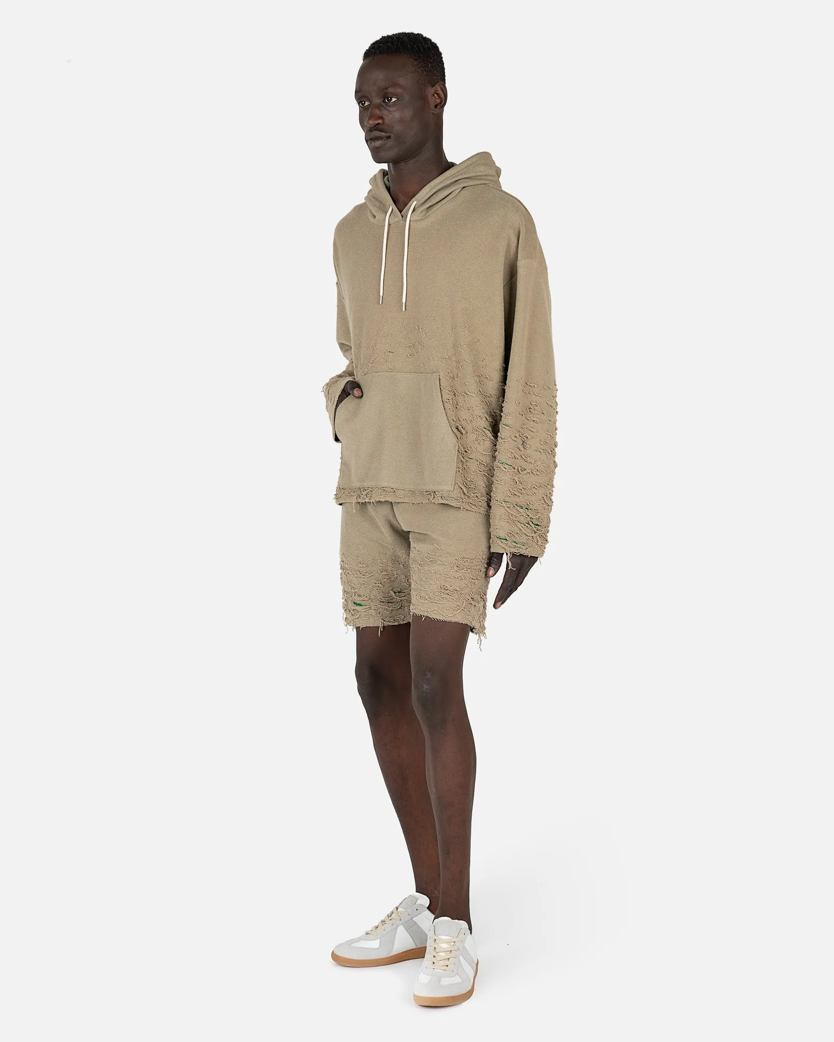 John Elliott Reverse Burn-Out Hoodie Shark Green