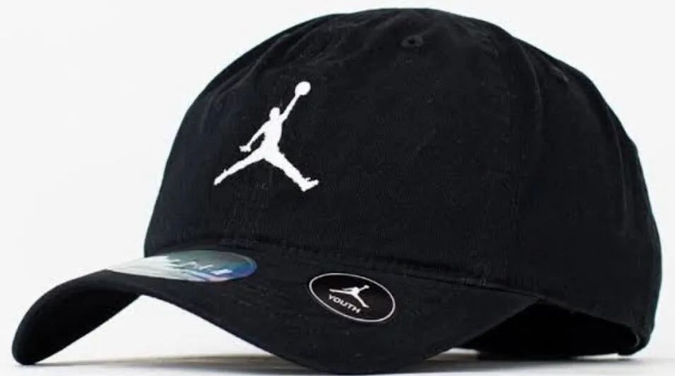 JORDAN CURVED BRIM ADJUSTABLE HAT BLACK WHITE