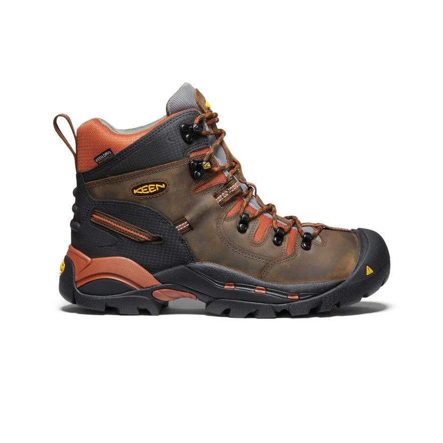 Keen Men's Pittsburgh 6-In Waterproof Soft Toe Boot in Cascade Brown