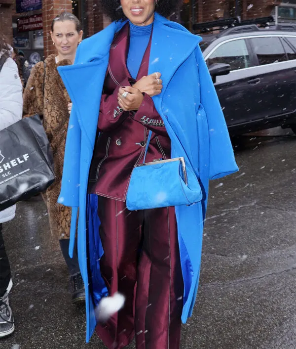 Kerry Washington Blue Coat | Kerry Park City Wool Coat