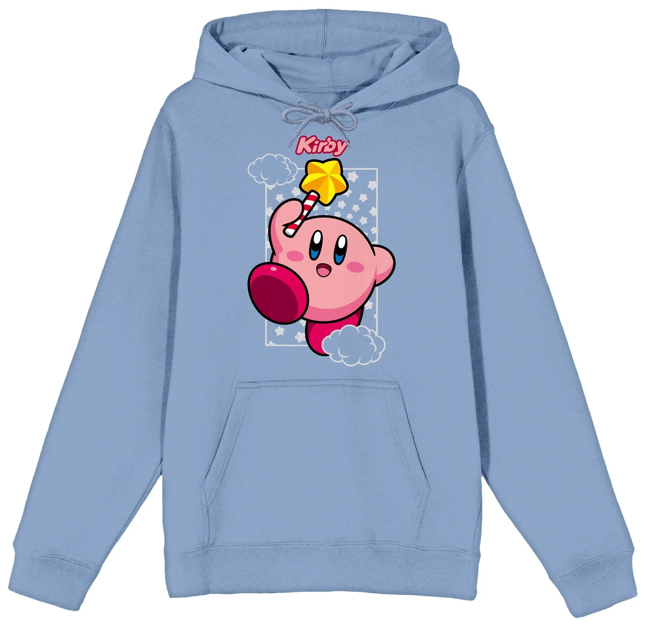 Kirby Main Character With Star Rod Full Sleeve Men's Light Blue Hoodie