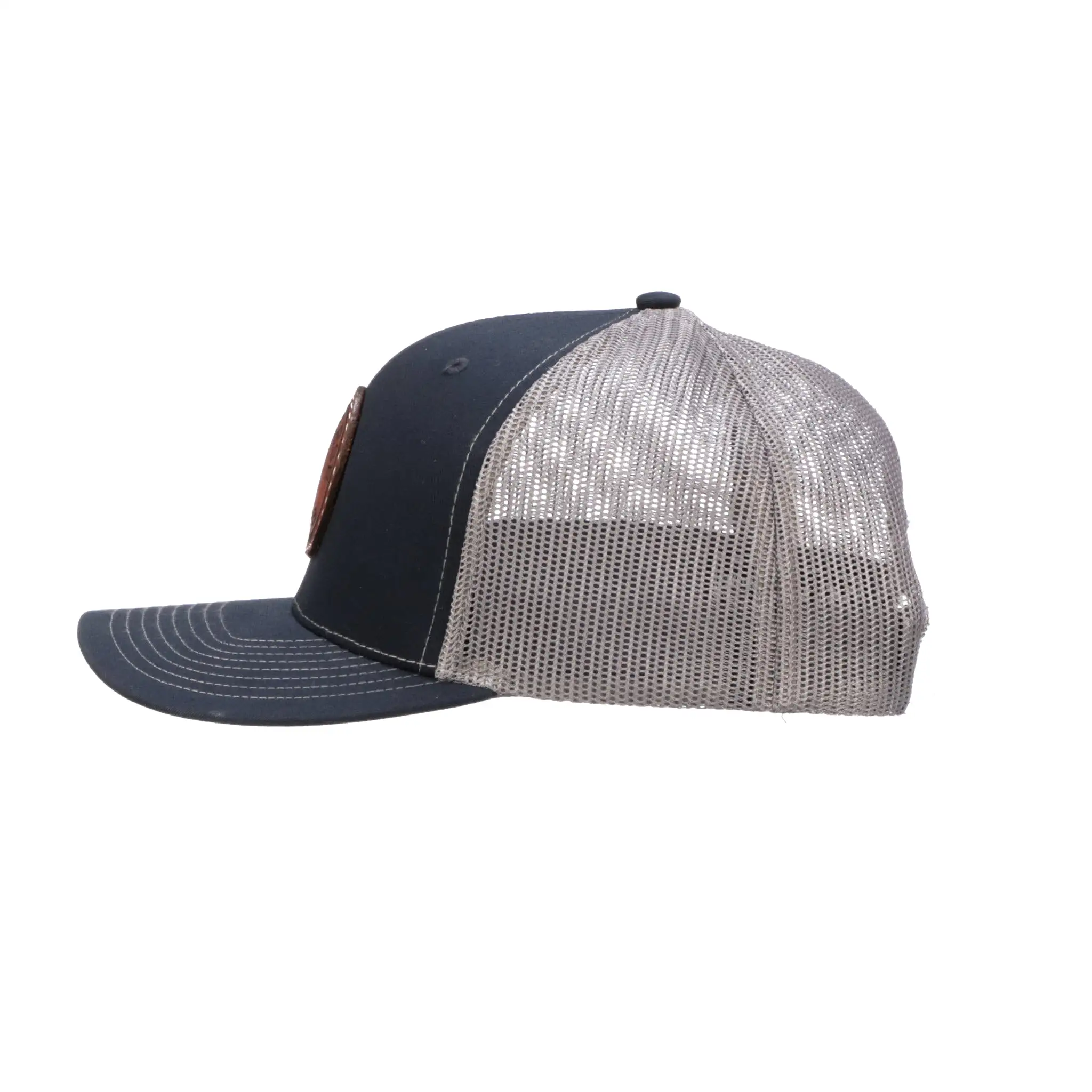 Leather Patch Cap Round :: Navy + Charcoal