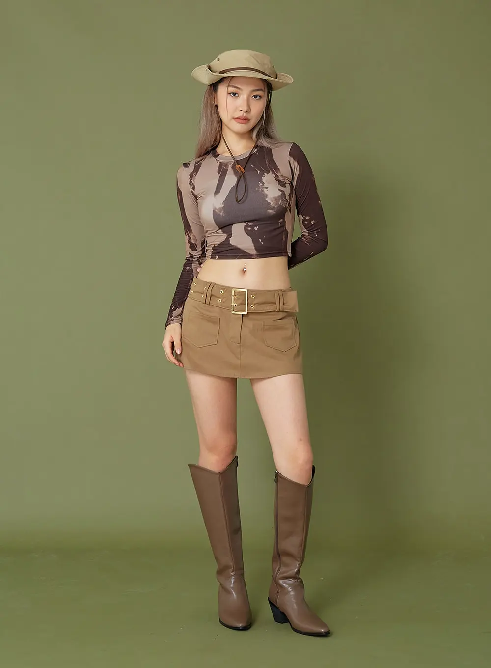 Low Rise Miniskirt With Belt CG09