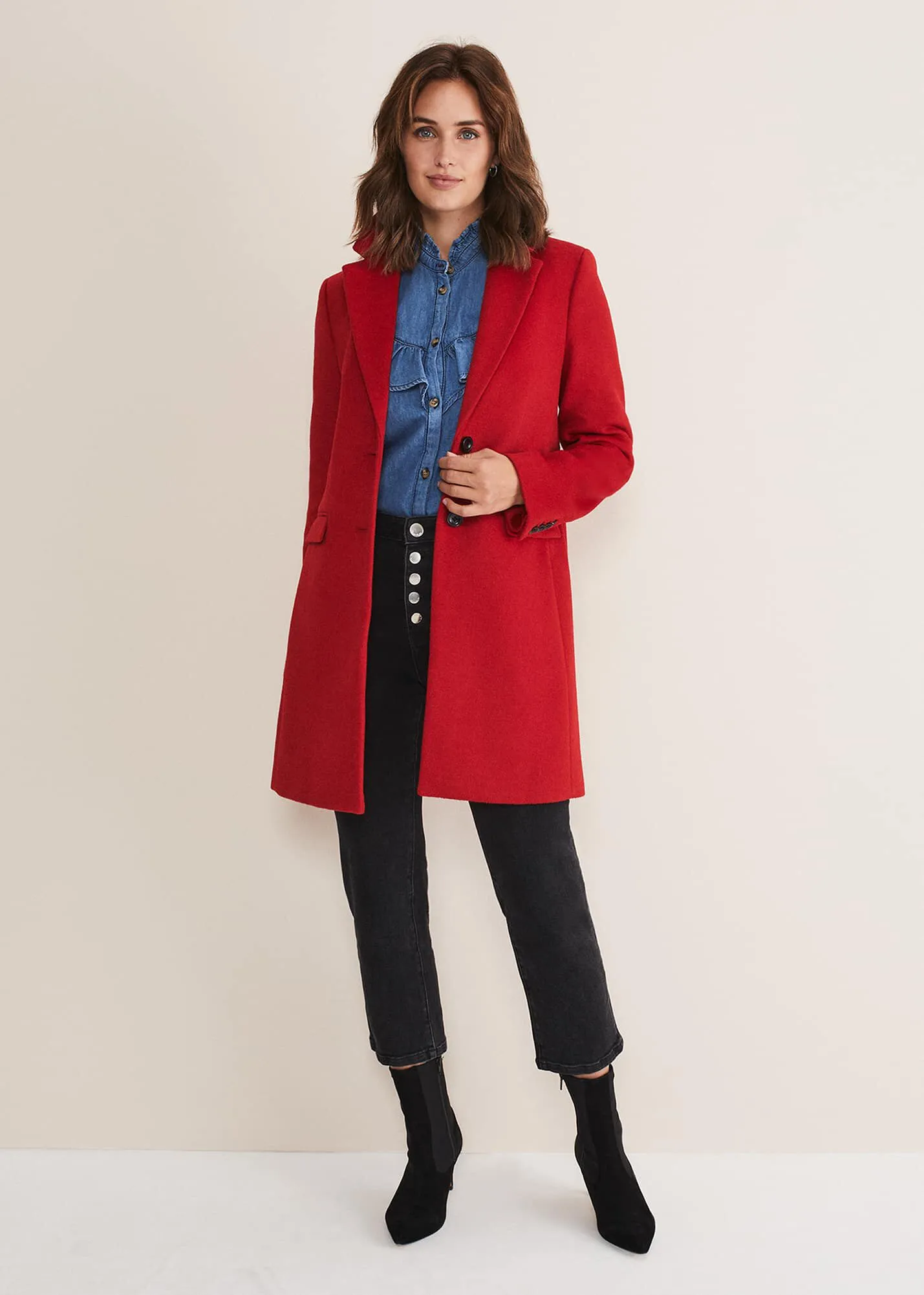 Lydia Red Wool Smart Coat