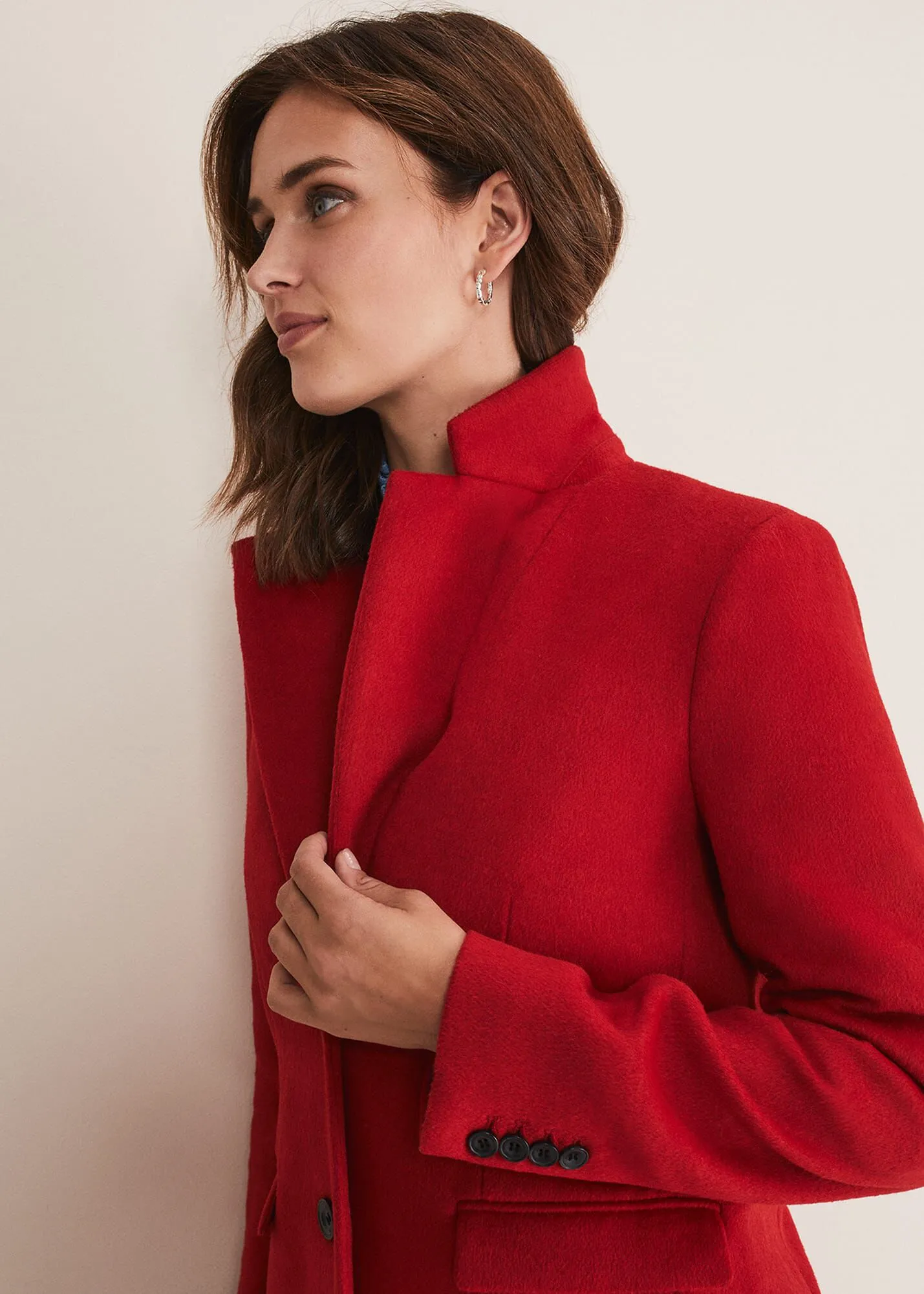 Lydia Red Wool Smart Coat