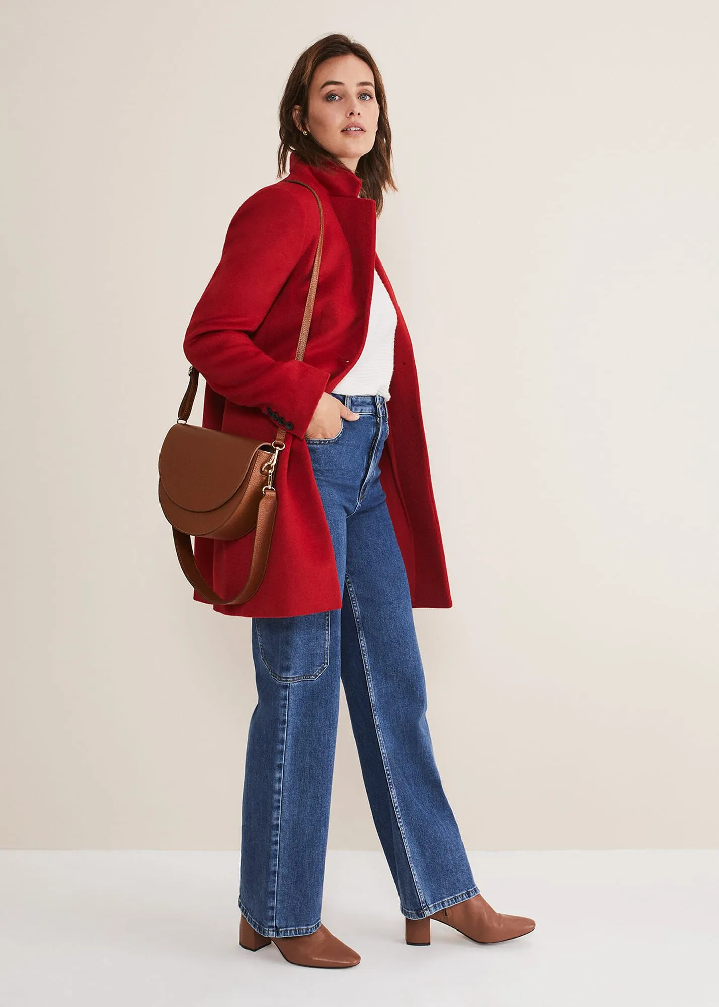 Lydia Red Wool Smart Coat