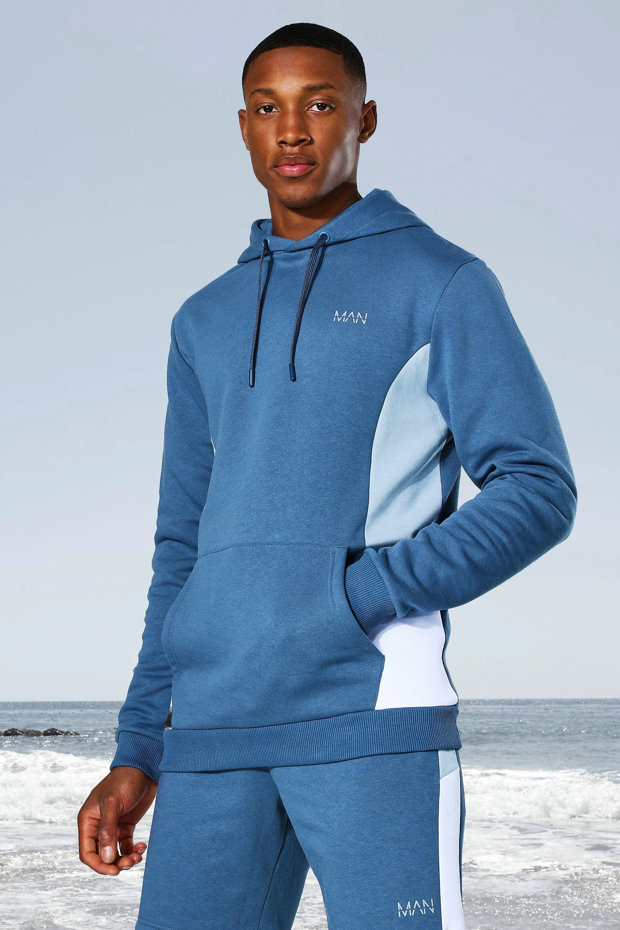 Man Active Side Block Hoodie | boohooMAN UK