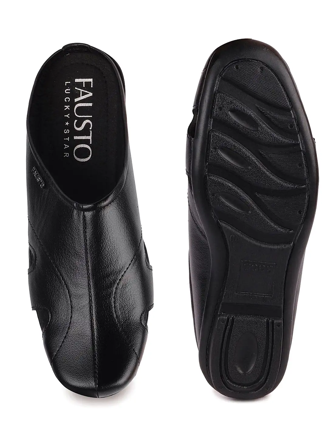 Men Black Casual Slip-On Back Open Slippers