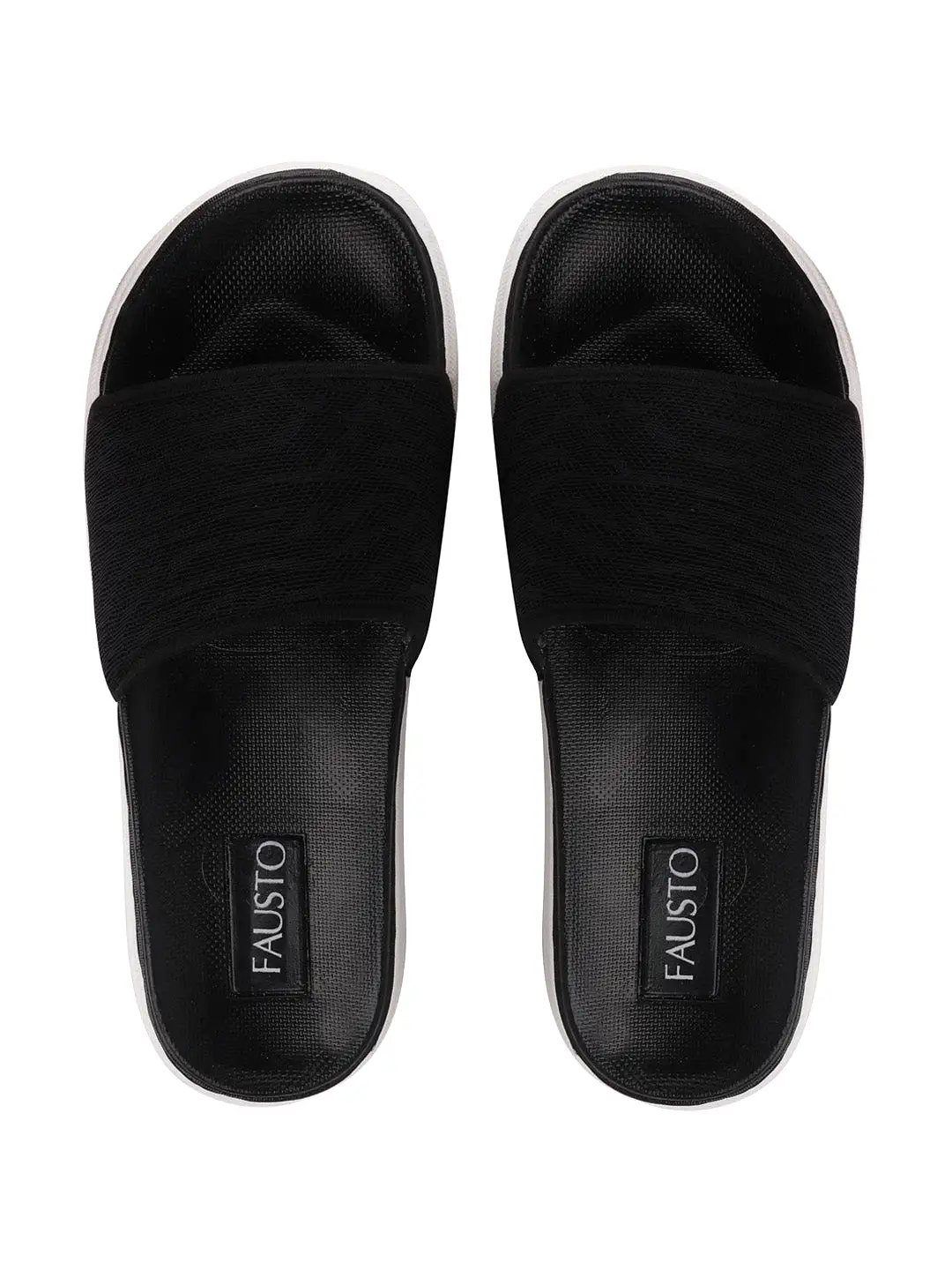 Men Black Casual Slip-On Slider Flip-Flops