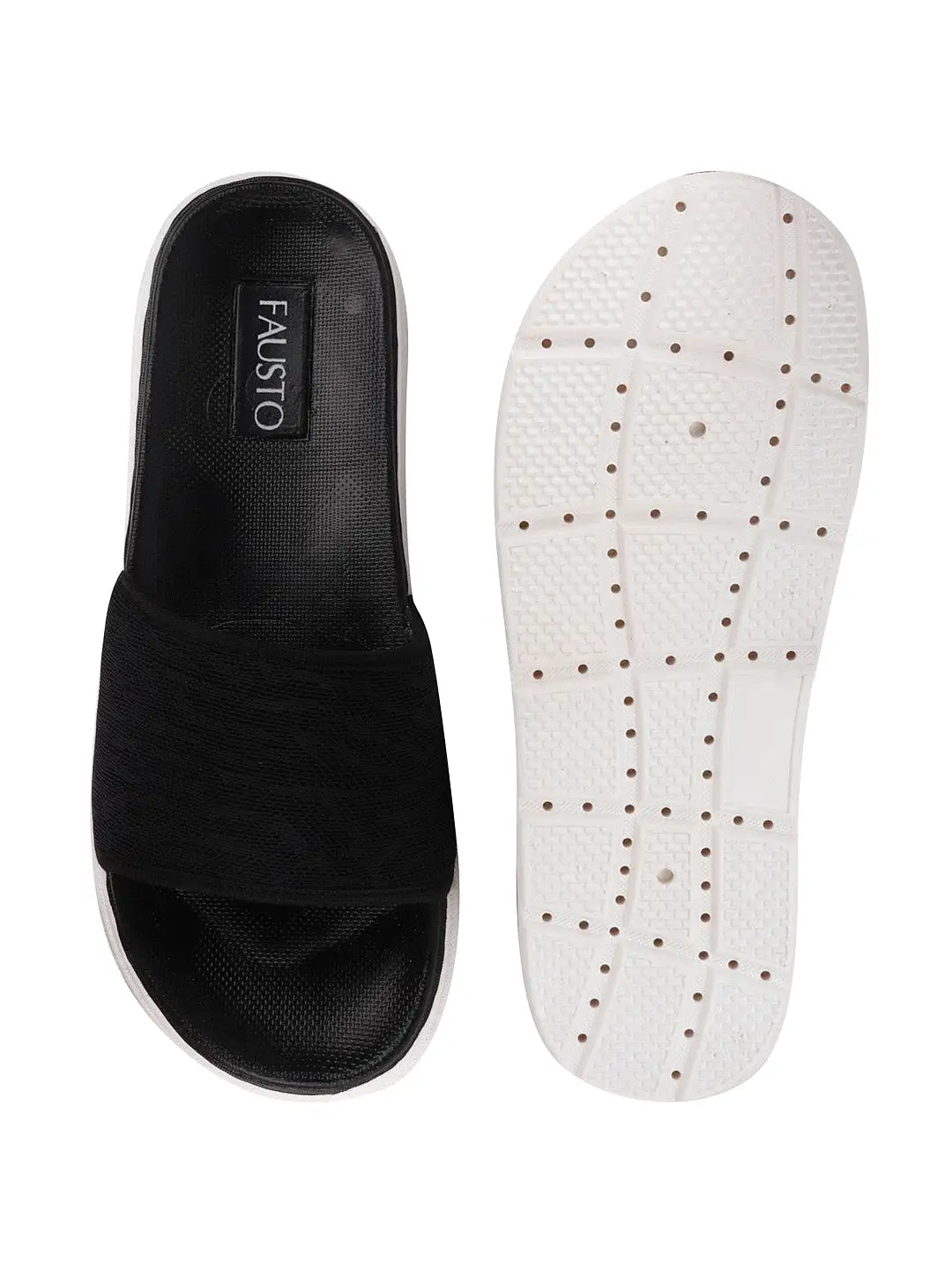 Men Black Casual Slip-On Slider Flip-Flops