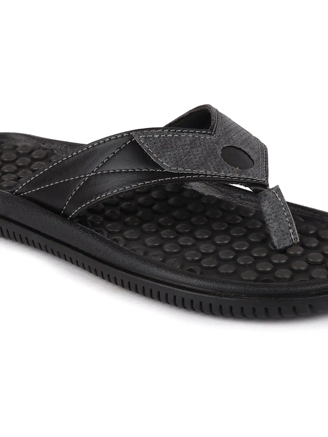 Men Black/Grey Casual Slip-On Slippers