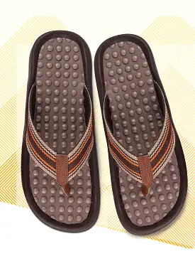 Men Brown/Orange Casual Slip-On Slippers