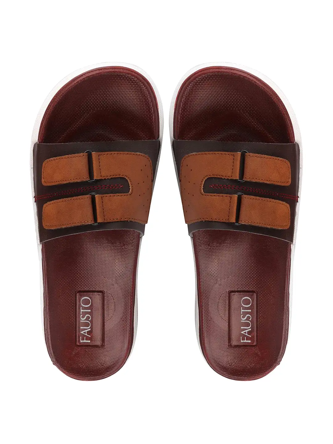 Men Brown/Tan Casual Slip-On Multistrap Slider Flip-Flops