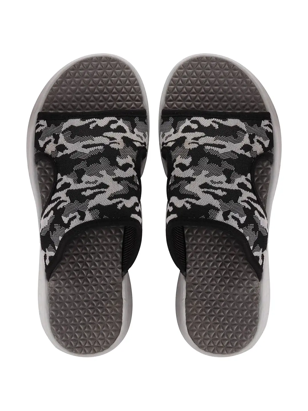 Men Grey Casual Slip-On Army Print Slider Flip-Flops