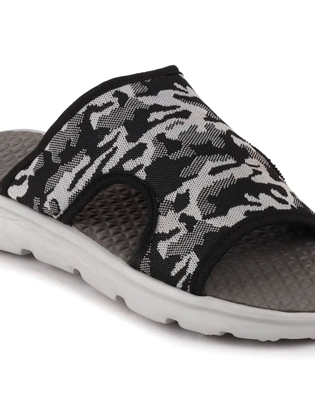 Men Grey Casual Slip-On Army Print Slider Flip-Flops