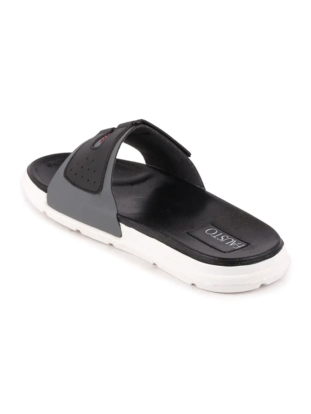 Men Grey/Black Casual Slip-On Multistrap Slider Flip-Flops