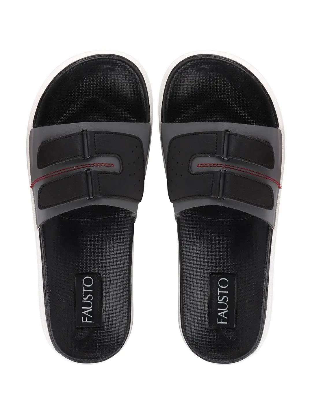 Men Grey/Black Casual Slip-On Multistrap Slider Flip-Flops