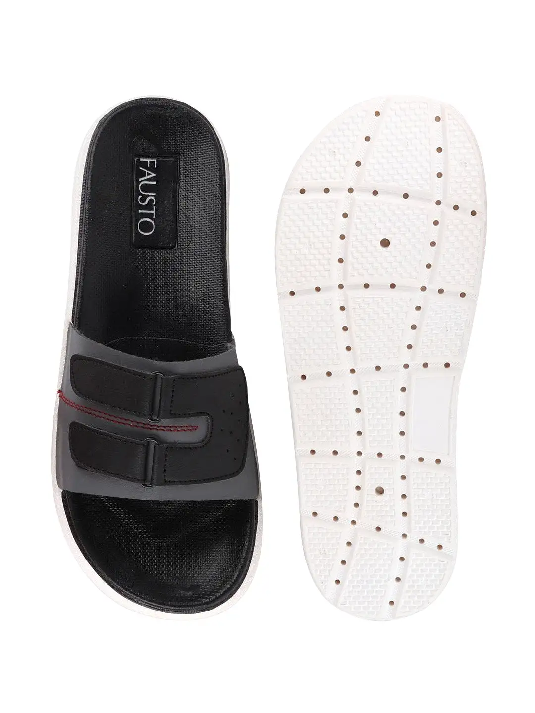 Men Grey/Black Casual Slip-On Multistrap Slider Flip-Flops