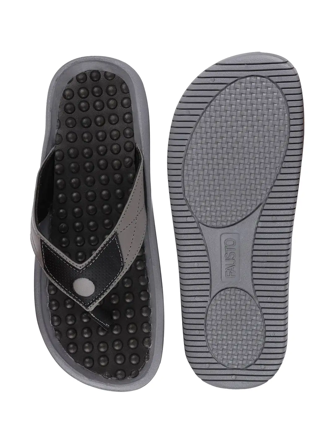 Men Grey/Black Casual Slip-On Slippers