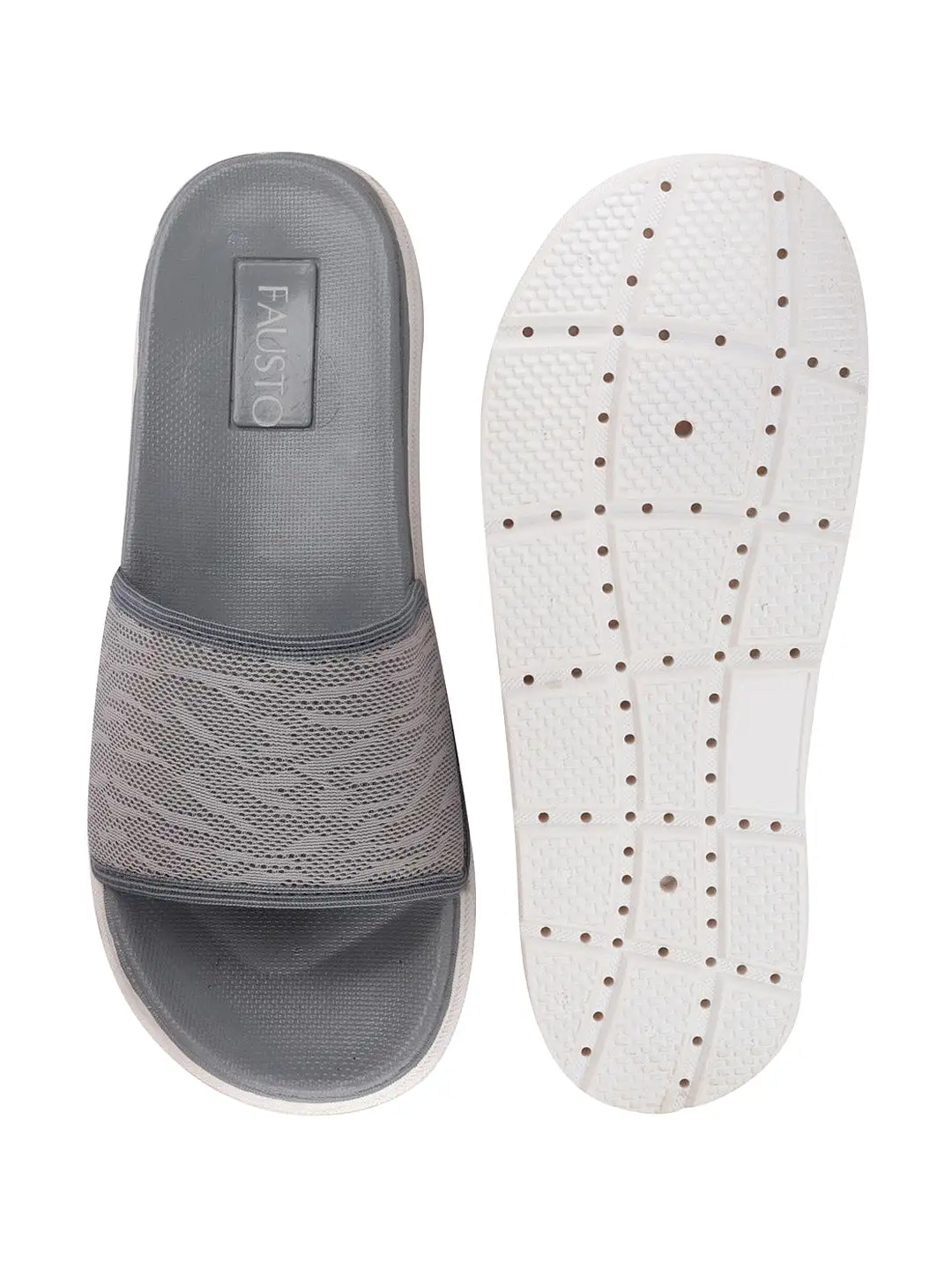 Men Steel Grey Casual Slip-On Slider Flip-Flops