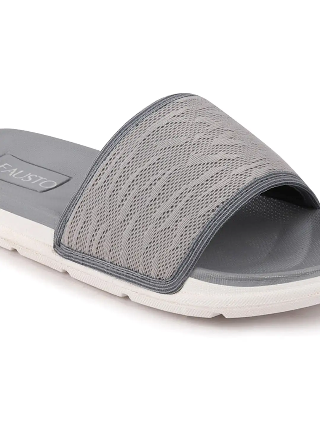 Men Steel Grey Casual Slip-On Slider Flip-Flops