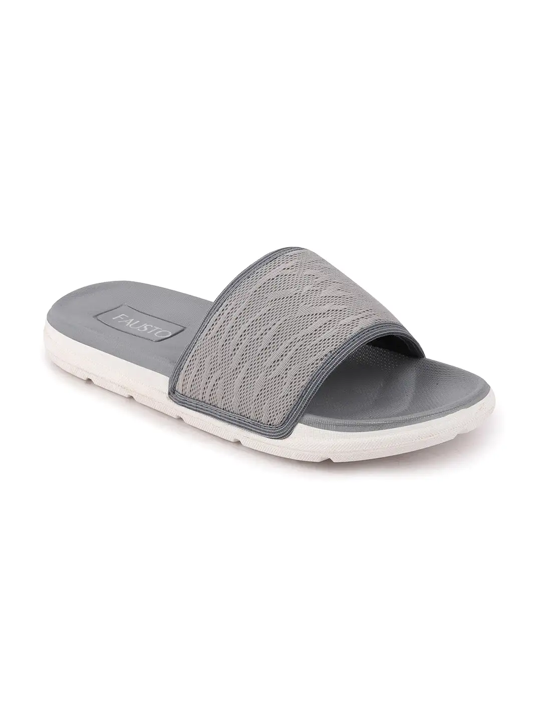 Men Steel Grey Casual Slip-On Slider Flip-Flops