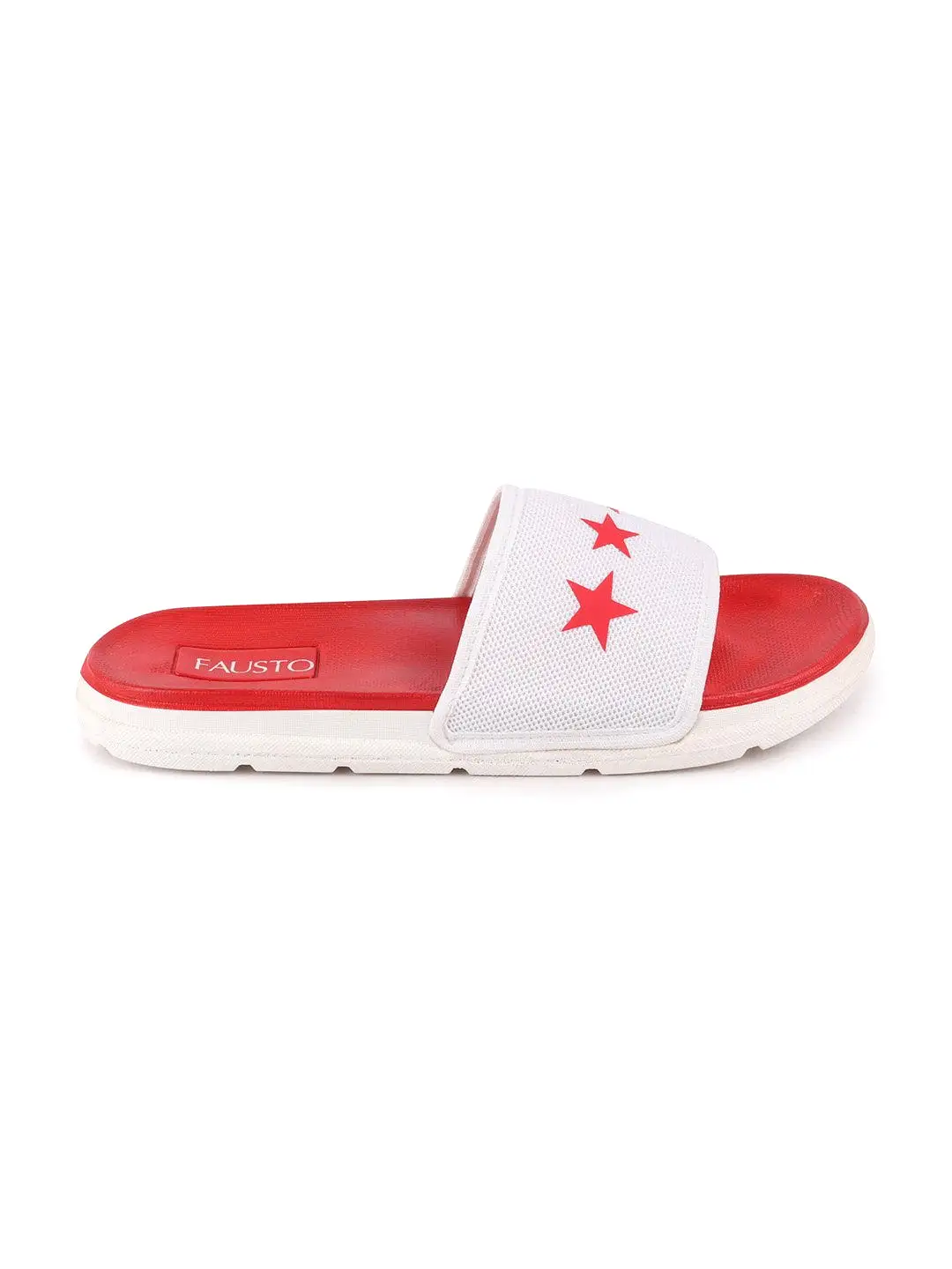 Men White/Red Casual Slip-On Flip-Flops