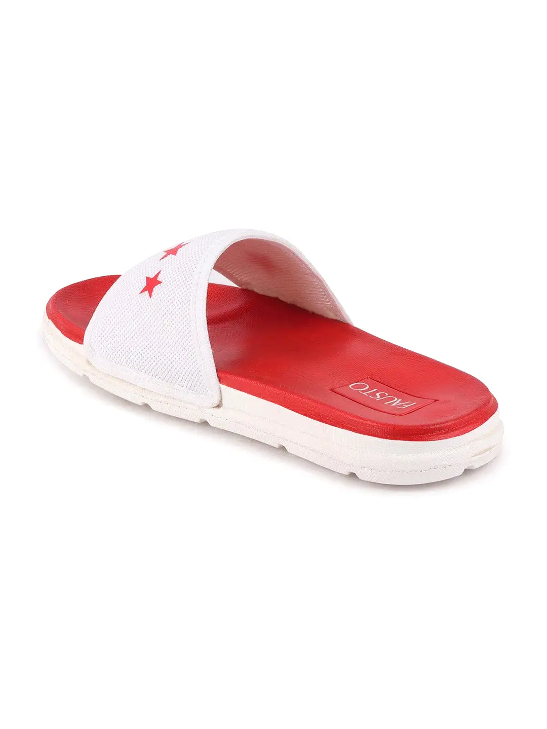 Men White/Red Casual Slip-On Flip-Flops