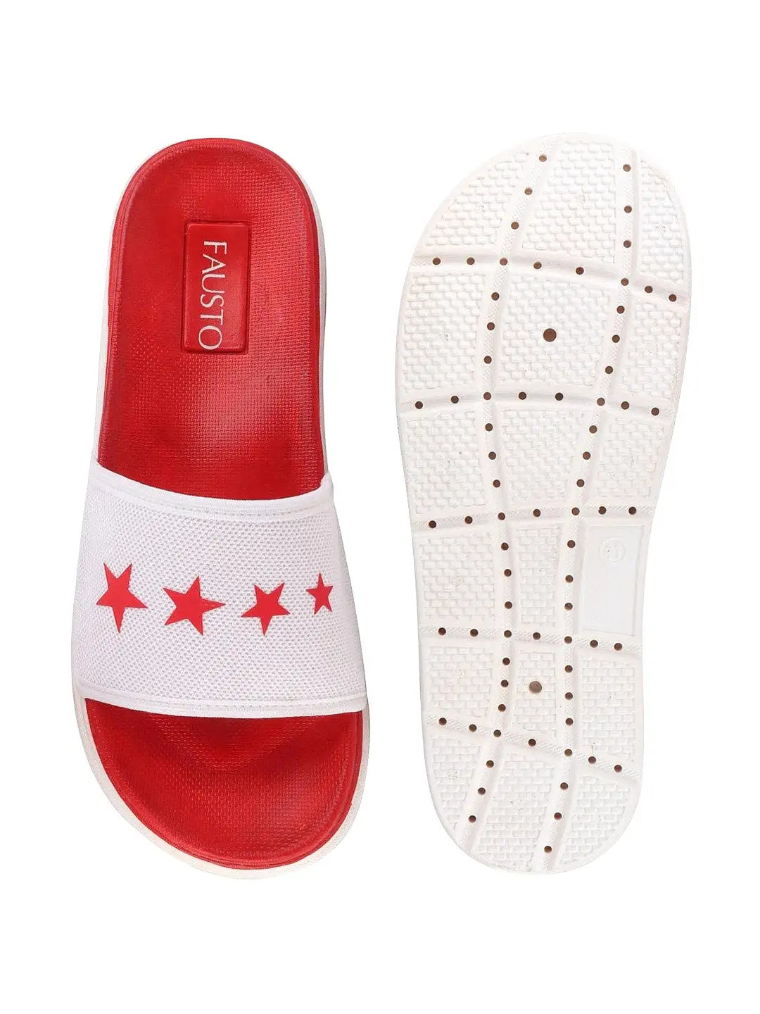 Men White/Red Casual Slip-On Flip-Flops