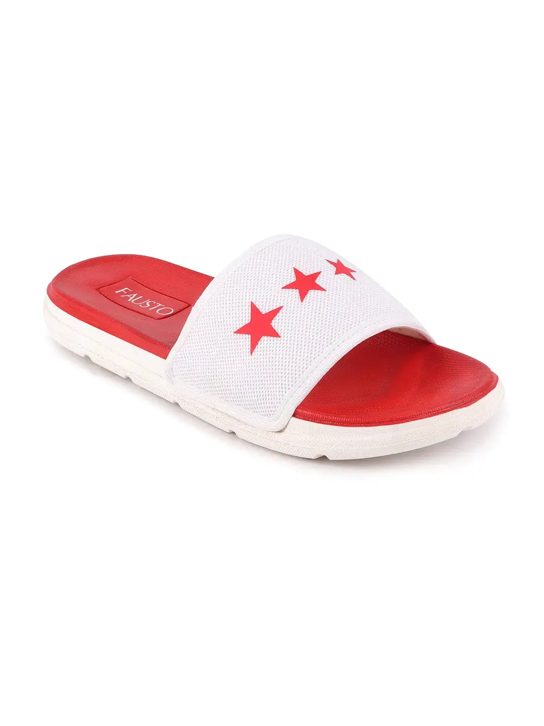 Men White/Red Casual Slip-On Flip-Flops