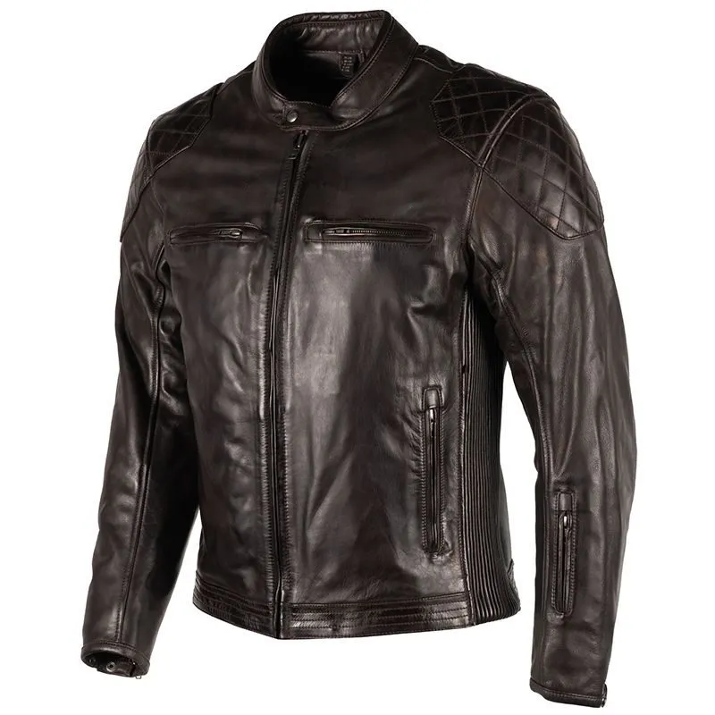 Men's Brown Cropped Leather Motorcycle Jacket