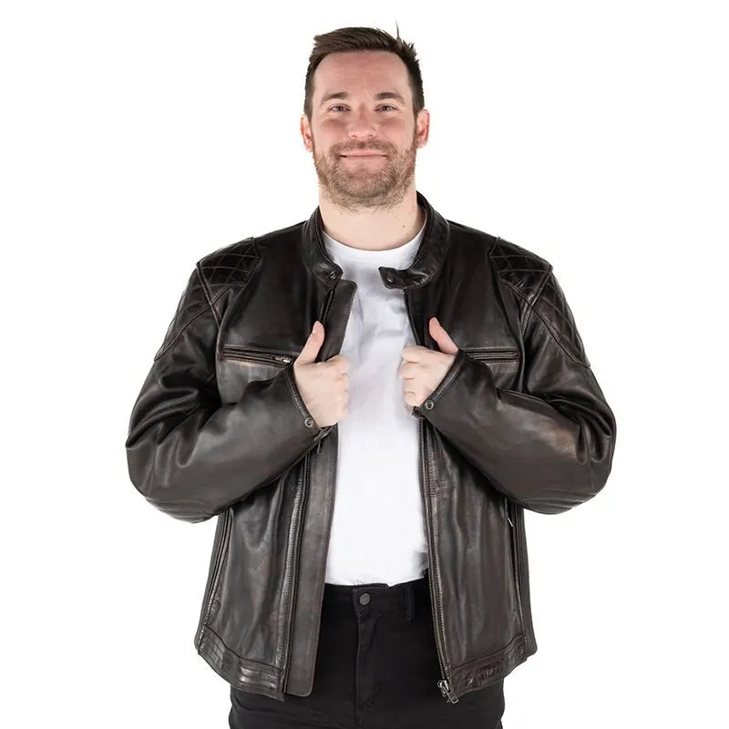 Men's Brown Cropped Leather Motorcycle Jacket