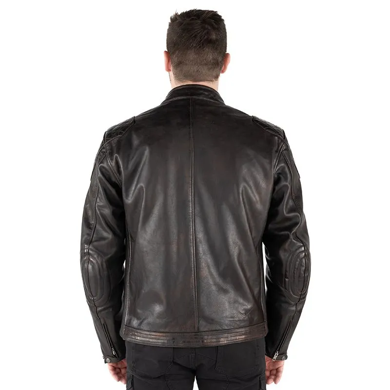 Men's Brown Cropped Leather Motorcycle Jacket