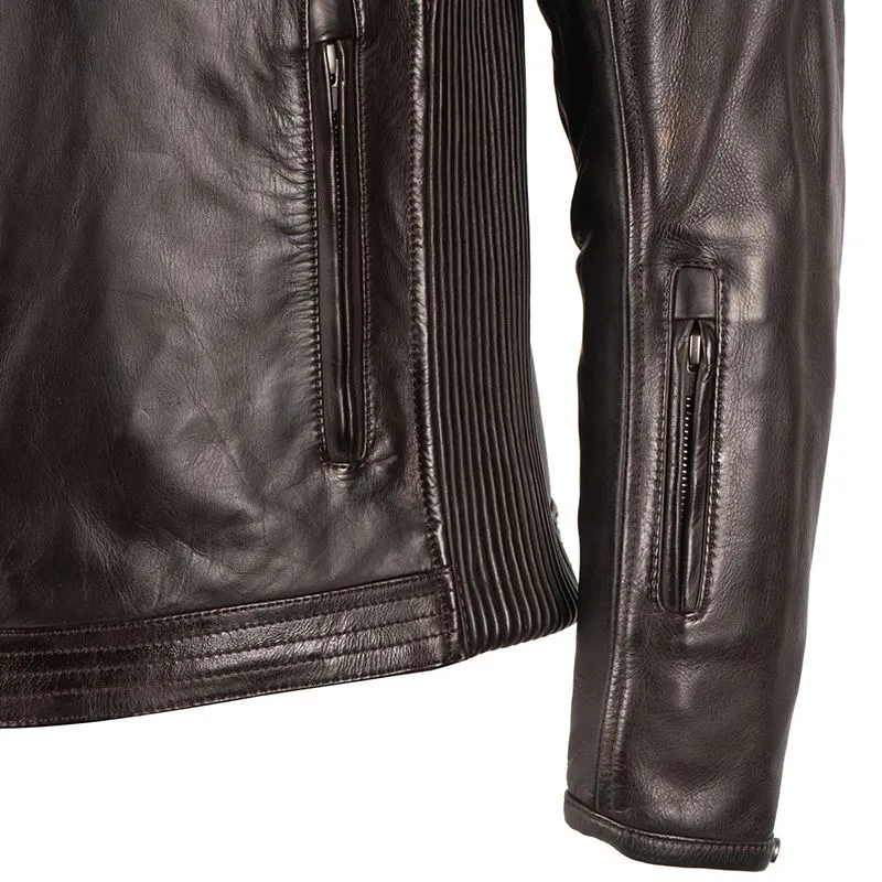 Men's Brown Cropped Leather Motorcycle Jacket