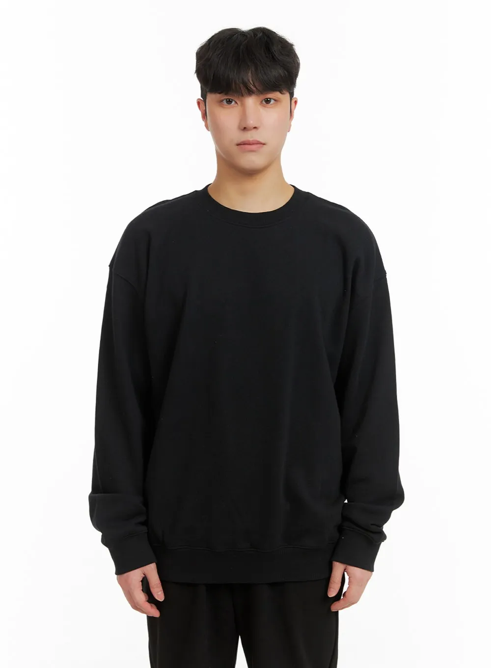 Men's Basic Crewneck Sweatshirt IA402 / Black