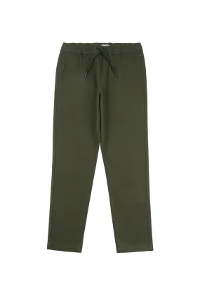 Mens Drawstring Waist Casual Trousers in Forest Night