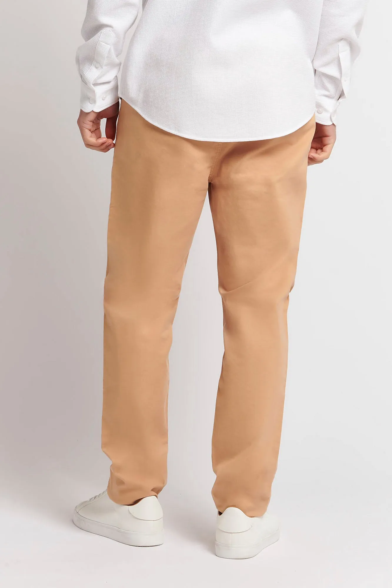 Mens Drawstring Waist Casual Trousers in Tan