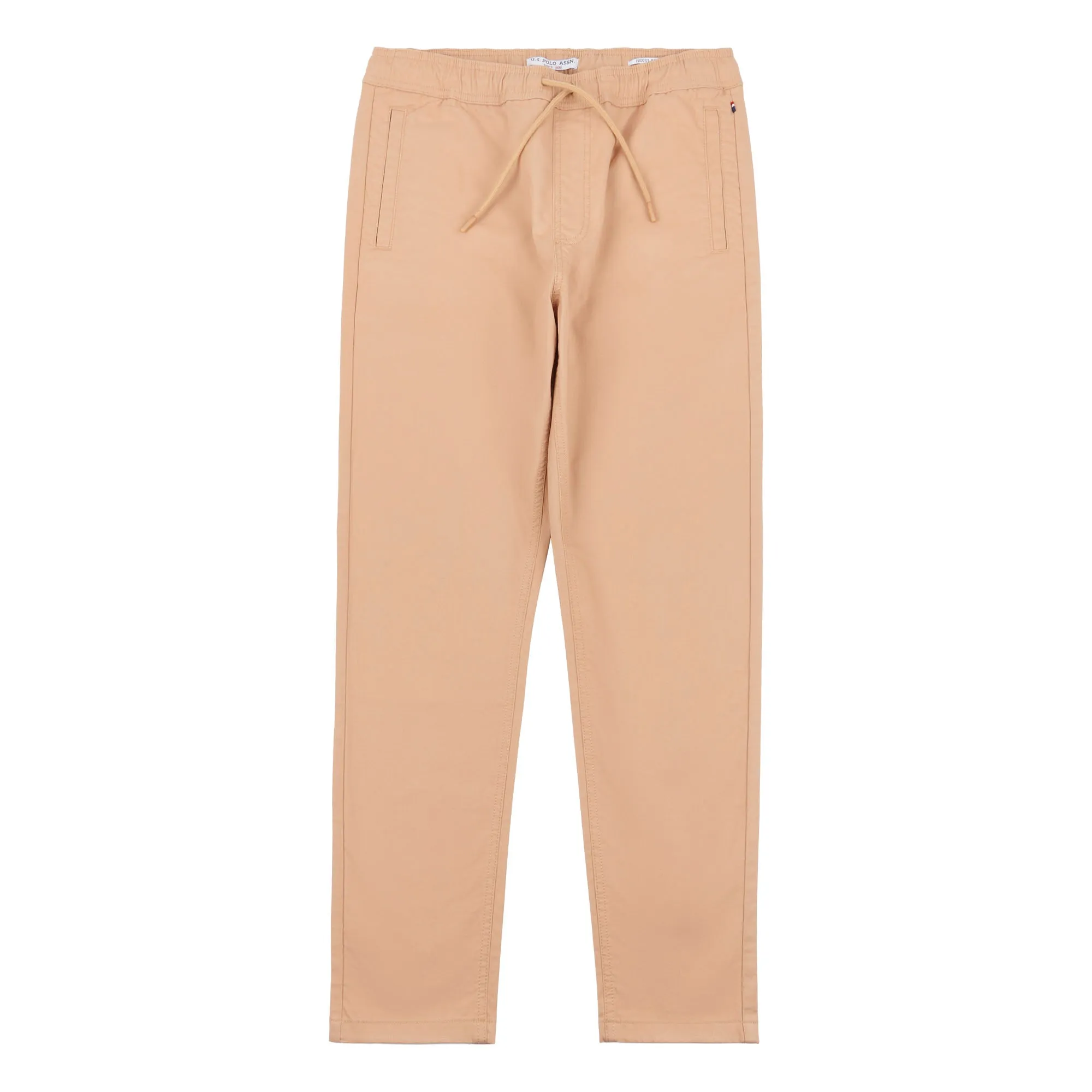 Mens Drawstring Waist Casual Trousers in Tan