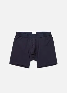 Men's Long Cut Stretch Cotton Trunks in Navy