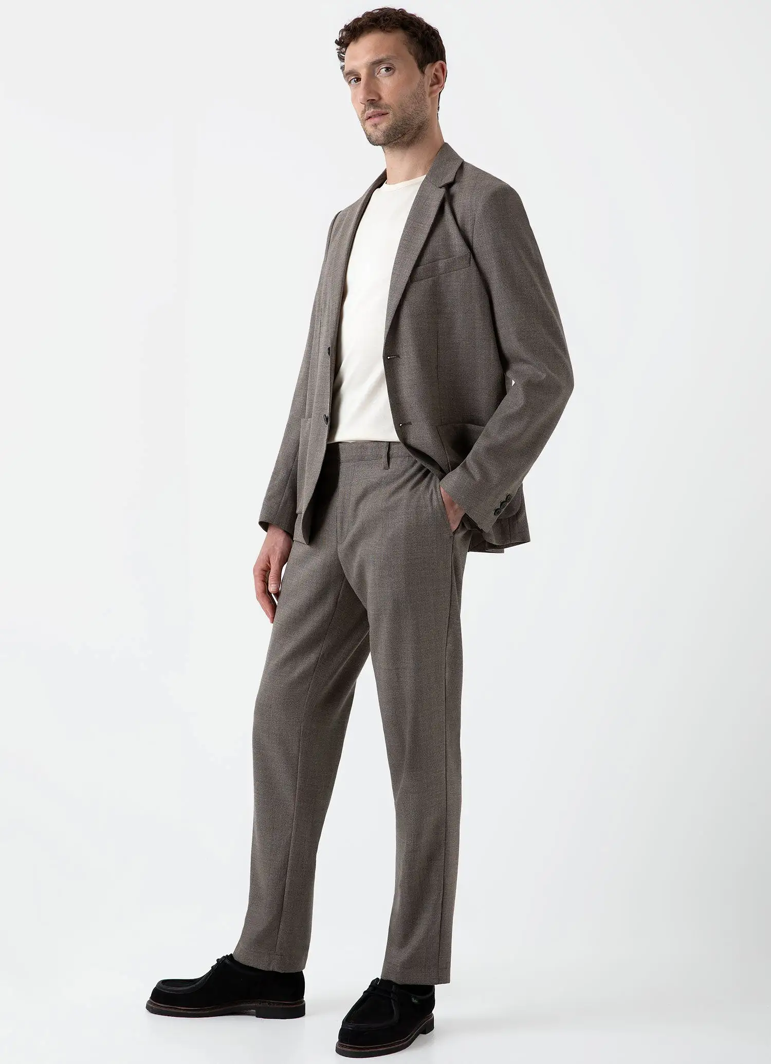 Men's Travel Wool Trouser in Dark Stone Melange